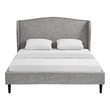 Posh Living Adelyne Linen & Solid Wood Platform Bed Queen Size in Gray