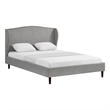Posh Living Adelyne Linen & Solid Wood Platform Bed Queen Size in Gray
