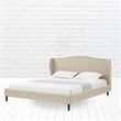 Posh Living Adelyne Linen & Solid Wood Platform Bed King Size in Brown/Beige