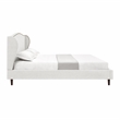 Posh Living Adelyne Linen & Solid Wood Platform Bed King Size in Cream White
