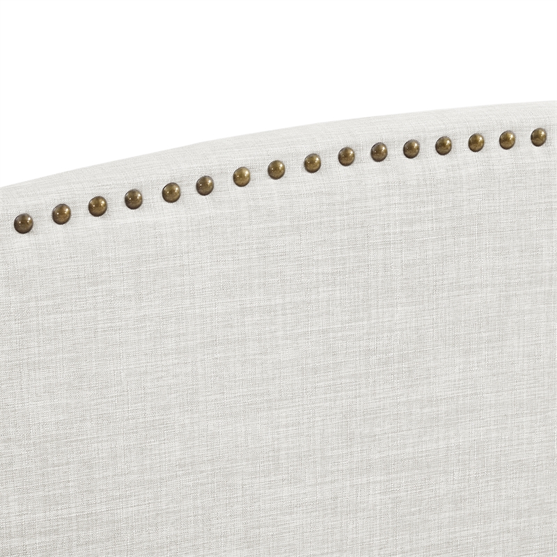 Posh Living Adelyne Linen & Solid Wood Platform Bed King Size in Cream White