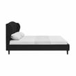 Posh Living Adelyne Linen & Solid Wood Platform Bed Queen Size in Gray/Charcoal