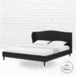 Posh Living Adelyne Linen & Solid Wood Platform Bed Queen Size in Gray/Charcoal