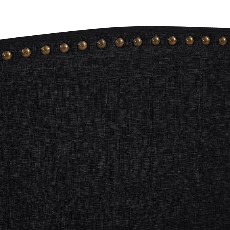 Posh Living Adelyne Linen & Solid Wood Platform Bed Queen Size in Gray/Charcoal