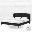 Posh Living Adelyne Linen & Solid Wood Platform Bed King Size in Gray/Charcoal