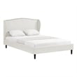 Posh Living Adelyne Linen & Solid Wood Platform Bed Queen Size in Cream White