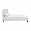 Posh Living Adelyne Linen & Solid Wood Platform Bed Queen Size in Cream White