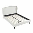Posh Living Adelyne Linen & Solid Wood Platform Bed Queen Size in Cream White