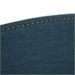 Posh Living Adelyne Linen & Solid Wood Platform Bed King Size in Navy Blue