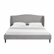 Posh Living Adelyne Linen & Solid Wood Platform Bed King Size in Gray