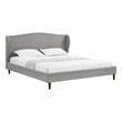 Posh Living Adelyne Linen & Solid Wood Platform Bed King Size in Gray