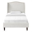 Posh Living Adelyne Linen & Solid Wood Platform Bed Twin XL Size in Cream White