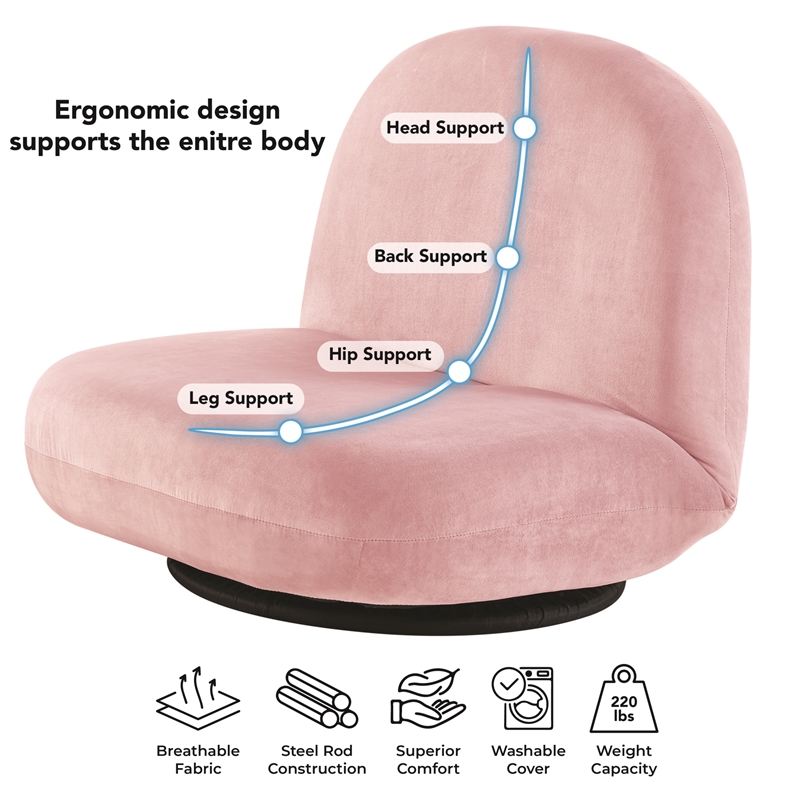 Posh Living Saeed Plush Recliner/Floor Chair Pink