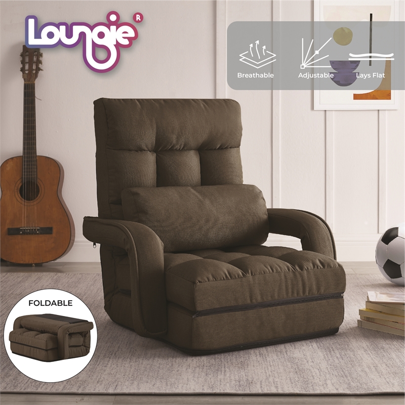 Posh Living Yuvraj Linen Recliner/Floor Chair Brown