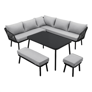 Posh Living Trayvon  Outdoor 5pc Seating Group Black