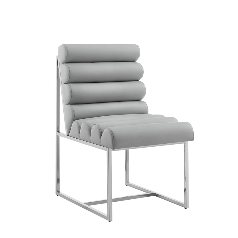 Posh Living Makynlee PU Leather Armless Dining Chair Grey/Chrome