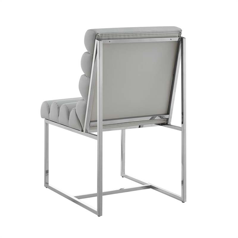 Posh Living Makynlee PU Leather Armless Dining Chair Grey/Chrome