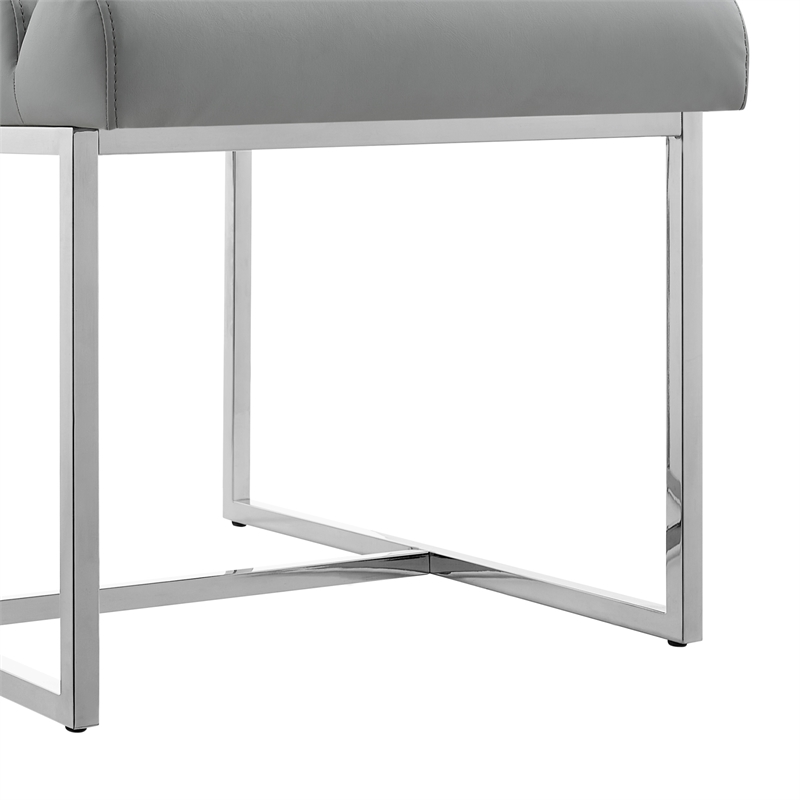 Posh Living Makynlee PU Leather Armless Dining Chair Grey/Chrome
