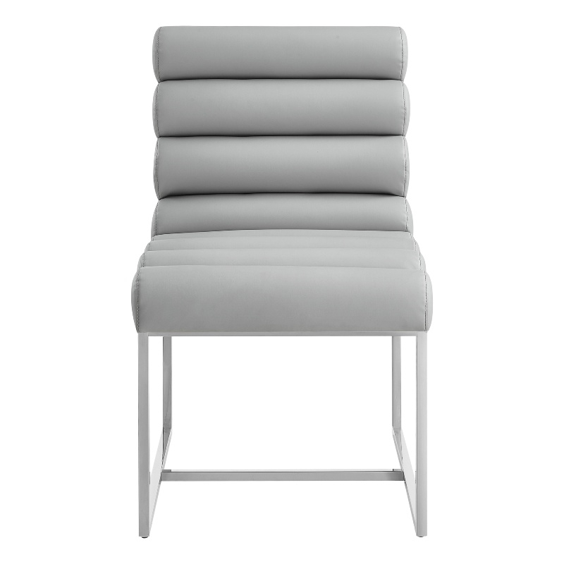 Posh Living Makynlee PU Leather Armless Dining Chair Grey/Chrome