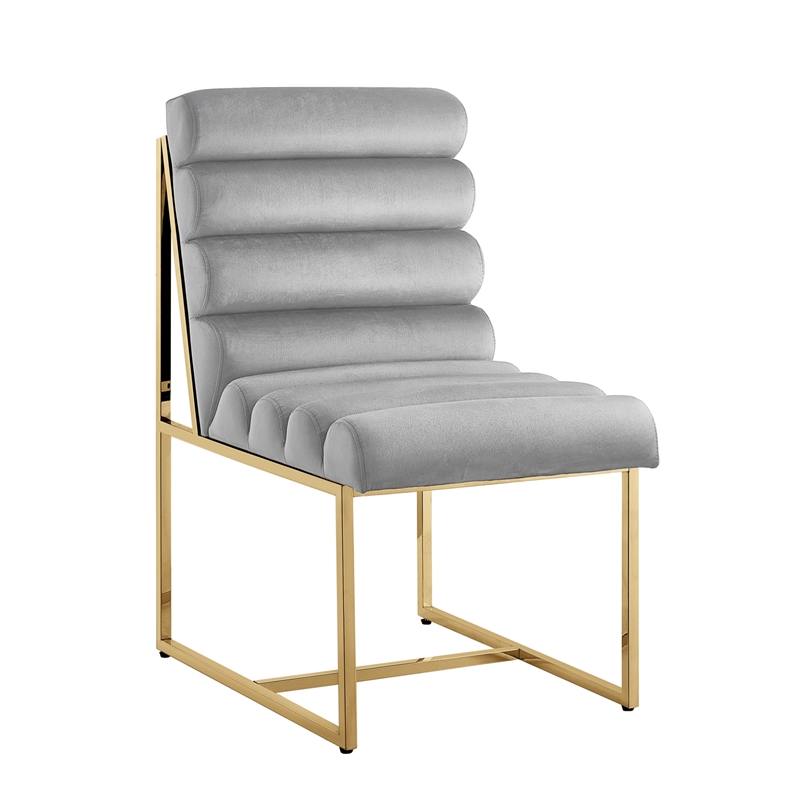 Posh Living Makynlee Velvet Armless Dining Chair Grey/Gold