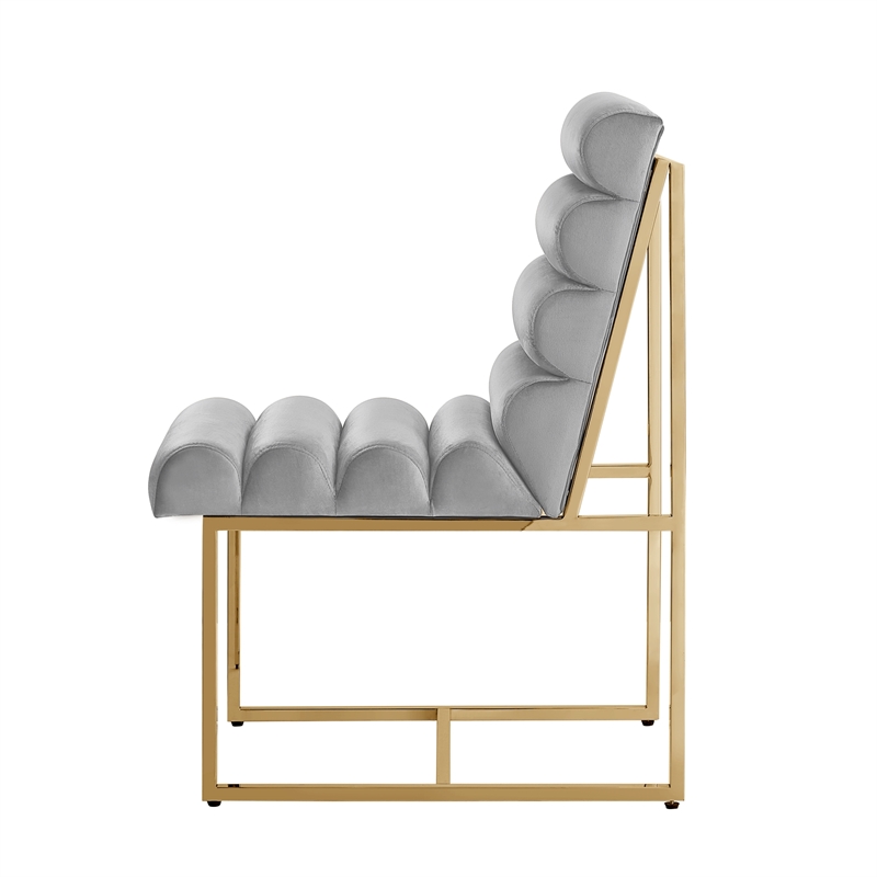 Posh Living Makynlee Velvet Armless Dining Chair Grey/Gold