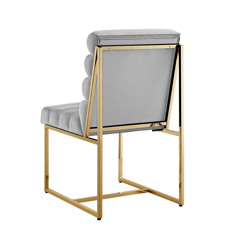 Posh Living Makynlee Velvet Armless Dining Chair Grey/Gold