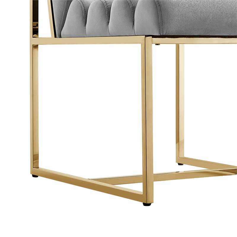 Posh Living Makynlee Velvet Armless Dining Chair Grey/Gold