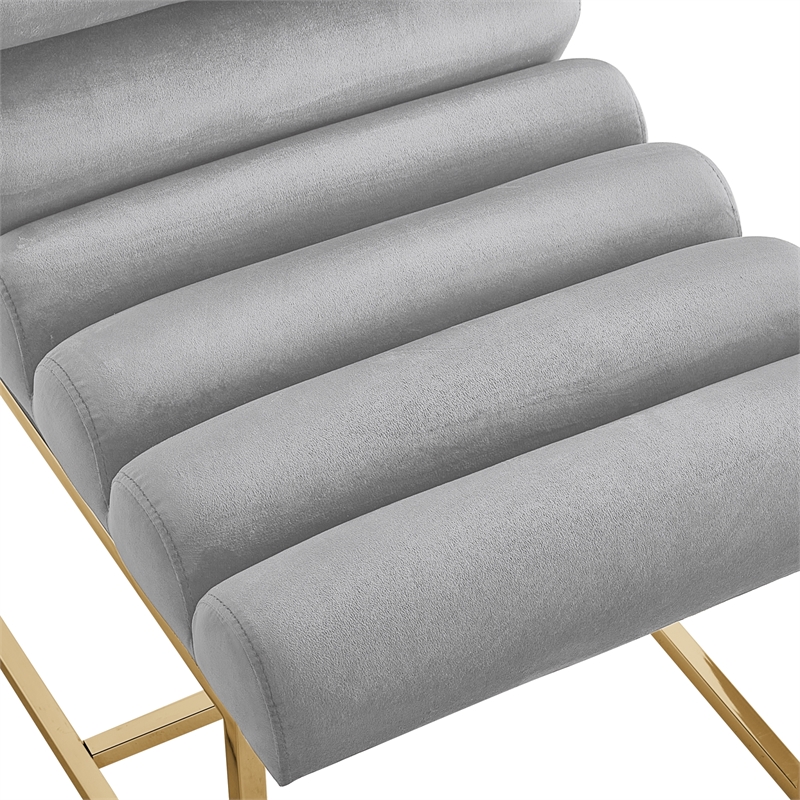 Posh Living Makynlee Velvet Armless Dining Chair Grey/Gold