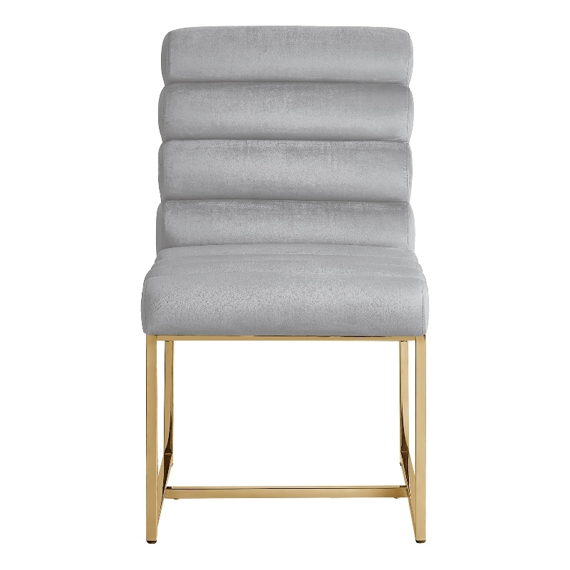 Posh Living Makynlee Velvet Armless Dining Chair Grey/Gold