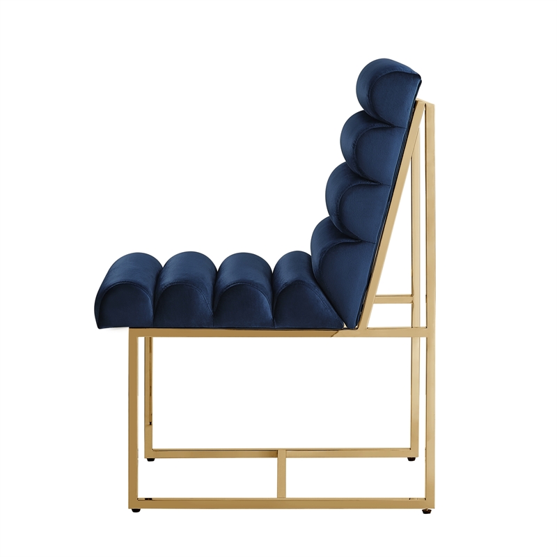 Posh Living Makynlee Velvet Armless Dining Chair Navy/Gold