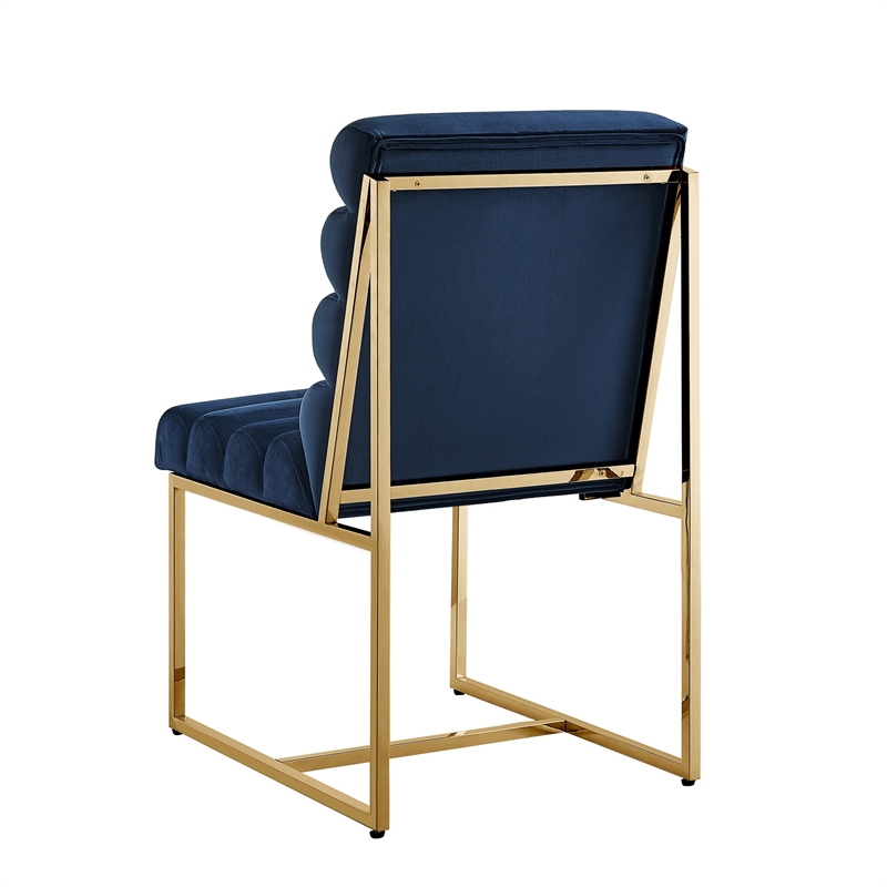 Posh Living Makynlee Velvet Armless Dining Chair Navy/Gold