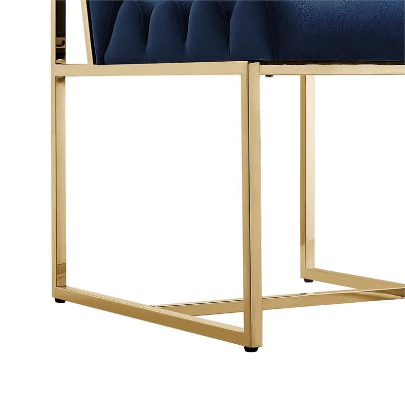 Posh Living Makynlee Velvet Armless Dining Chair Navy/Gold