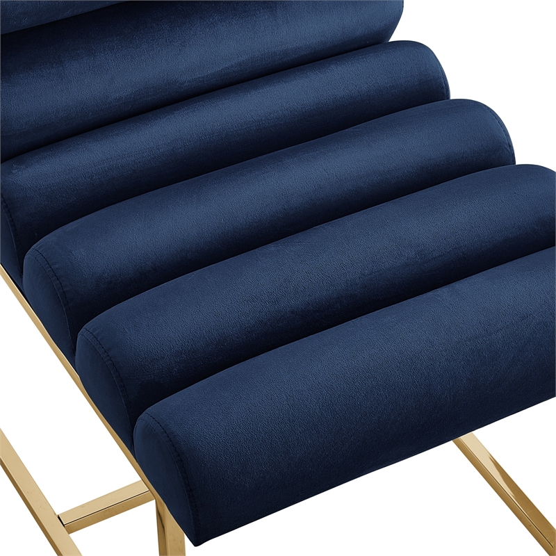 Posh Living Makynlee Velvet Armless Dining Chair Navy/Gold