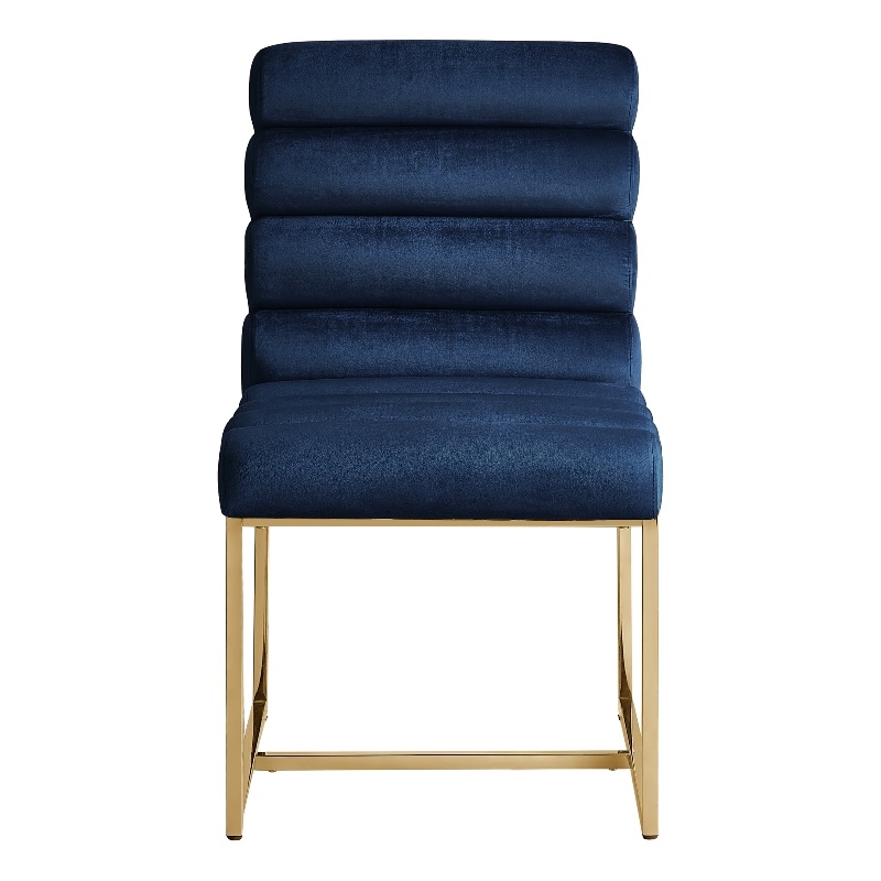 Posh Living Makynlee Velvet Armless Dining Chair Navy/Gold