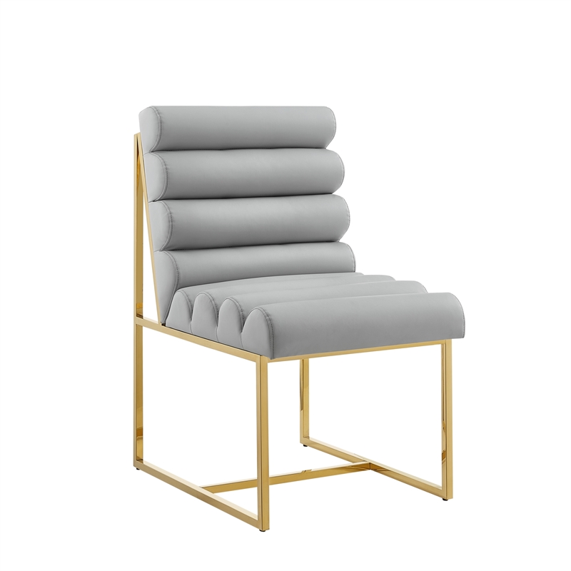 Posh Living Makynlee PU Leather Armless Dining Chair Grey/Gold