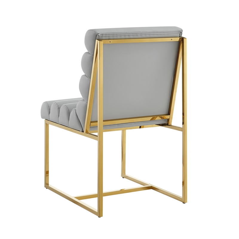 Posh Living Makynlee PU Leather Armless Dining Chair Grey/Gold