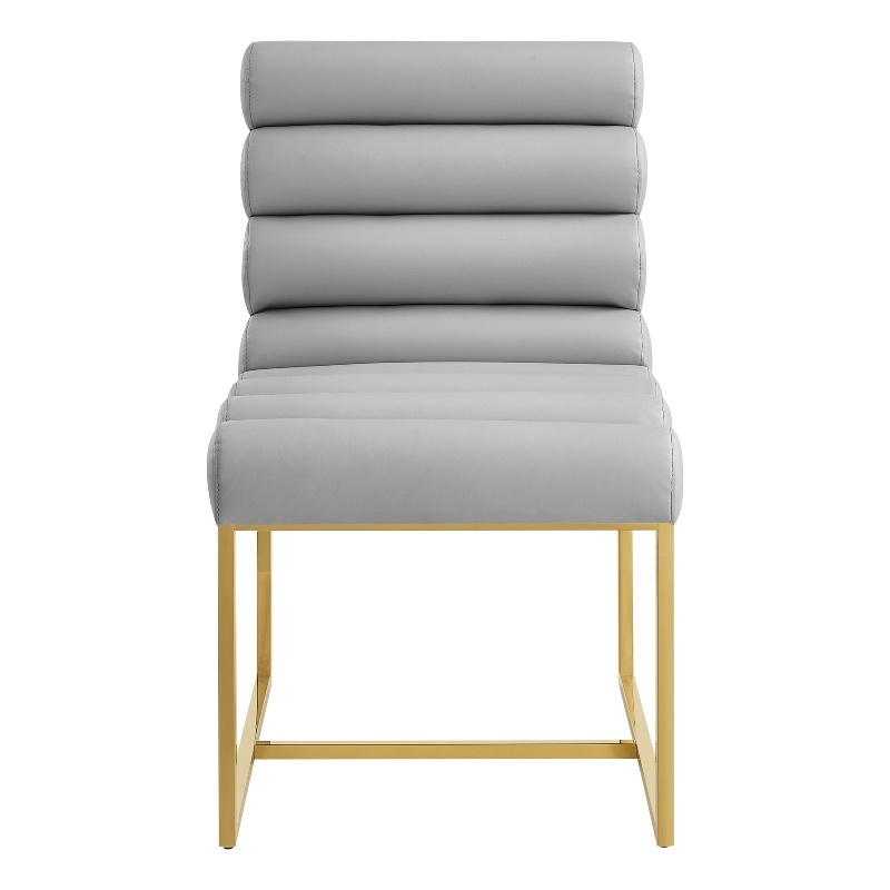 Posh Living Makynlee PU Leather Armless Dining Chair Grey/Gold