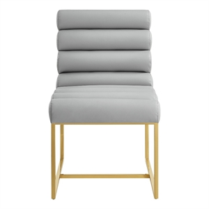 Posh Living Makynlee PU Leather Armless Dining Chair Grey/Gold