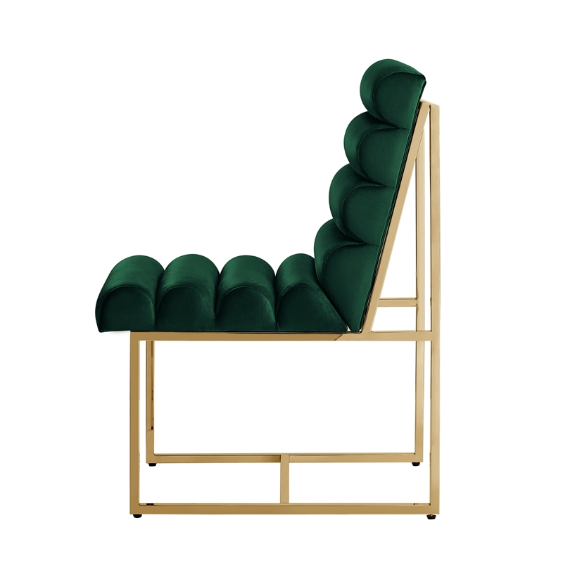Posh Living Makynlee Velvet Armless Dining Chair Hunter Green/Gold