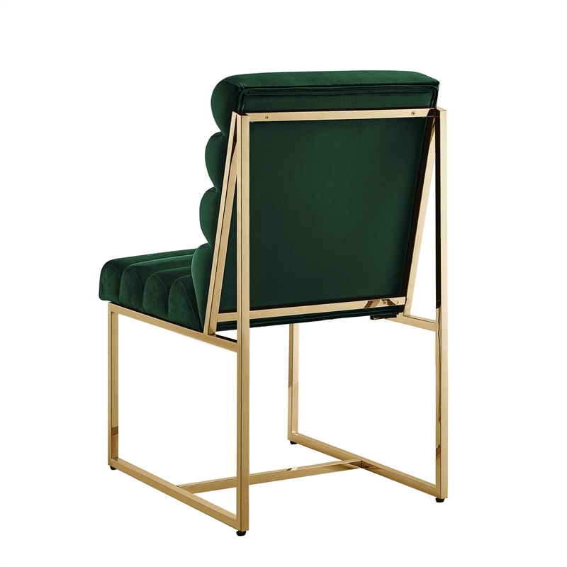 Posh Living Makynlee Velvet Armless Dining Chair Hunter Green/Gold