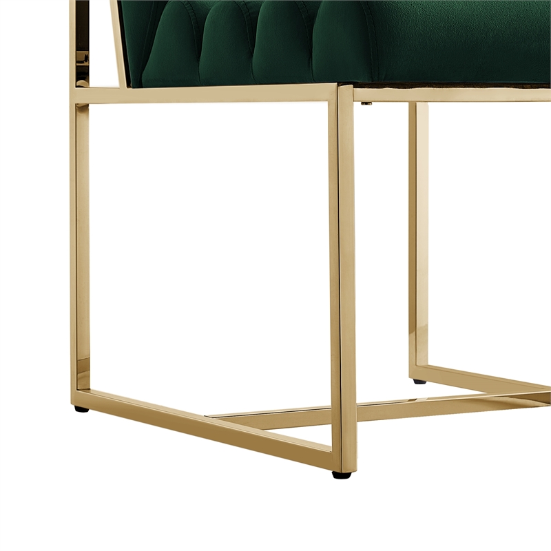 Posh Living Makynlee Velvet Armless Dining Chair Hunter Green/Gold