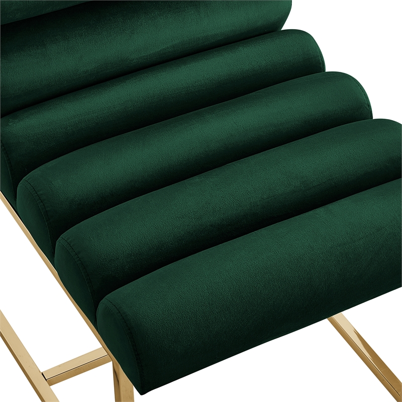 Posh Living Makynlee Velvet Armless Dining Chair Hunter Green/Gold