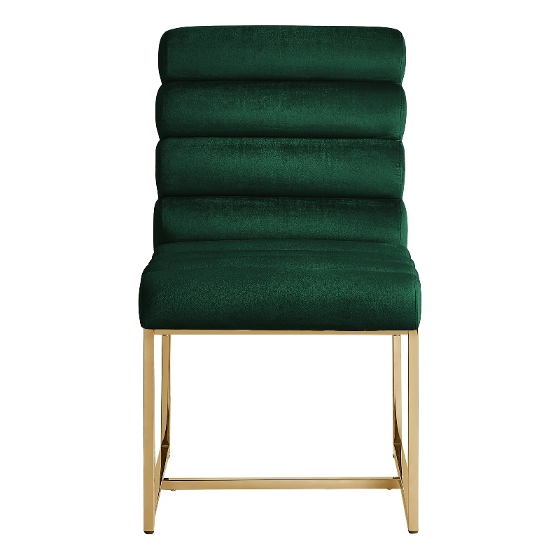 Posh Living Makynlee Velvet Armless Dining Chair Hunter Green/Gold