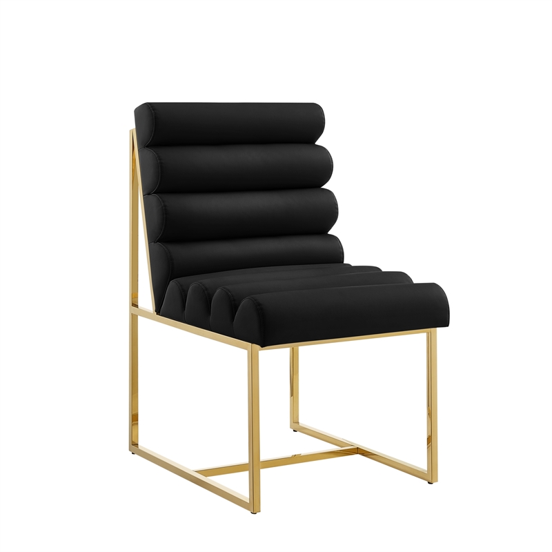 Posh Living Makynlee PU Leather Armless Dining Chair Black/Gold