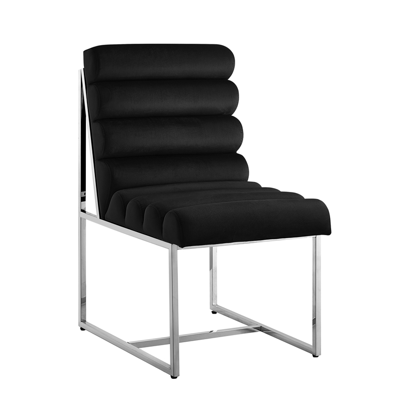 Posh Living Makynlee Velvet Armless Dining Chair Black/Chrome