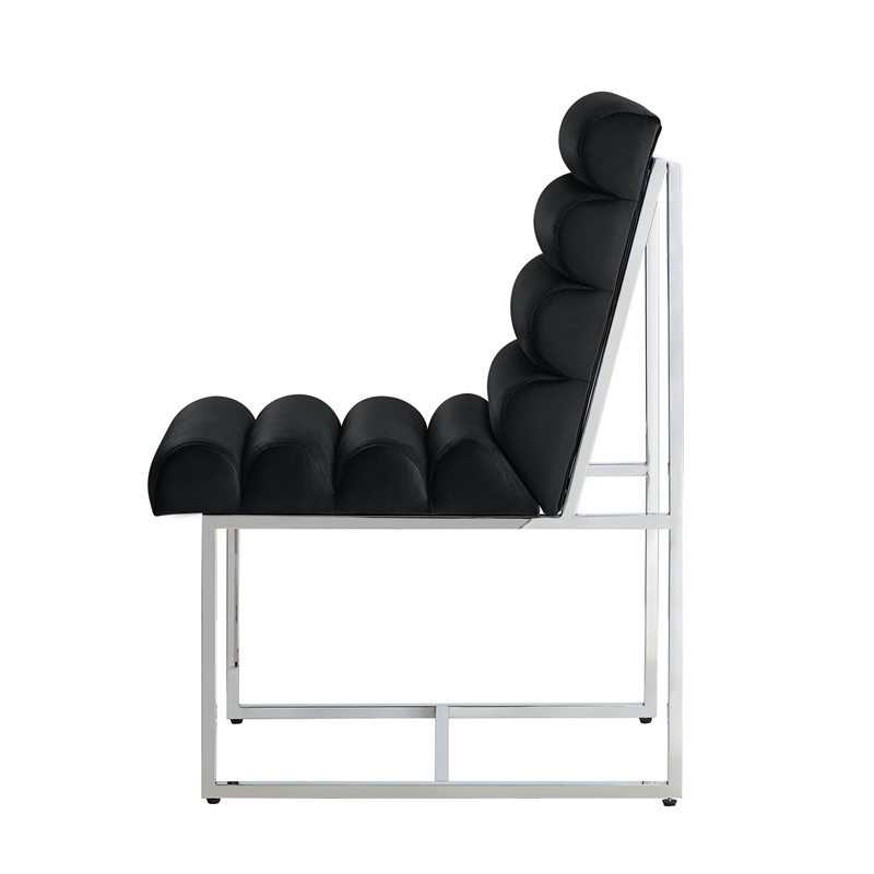 Posh Living Makynlee Velvet Armless Dining Chair Black/Chrome