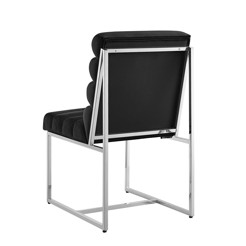 Posh Living Makynlee Velvet Armless Dining Chair Black/Chrome