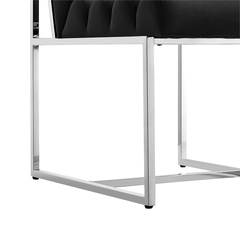 Posh Living Makynlee Velvet Armless Dining Chair Black/Chrome