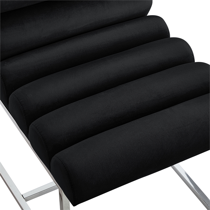Posh Living Makynlee Velvet Armless Dining Chair Black/Chrome
