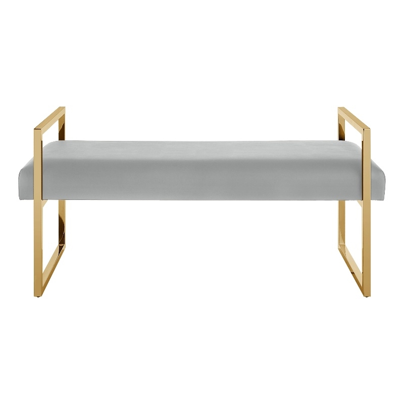 Posh Living Makynlee PU Leather Bench Grey/Gold
